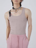Mens Buckle Design Rib-Knit Solid Vest SKUK13529