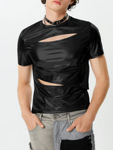 Mens Cutout Glitter Short Sleeve T-shirt SKUK51684