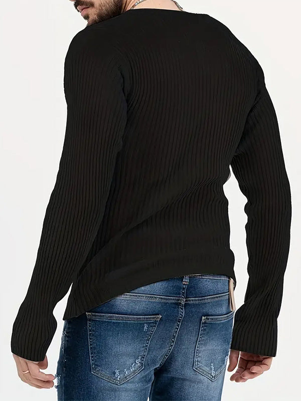 Mens Textured Stripe Long Sleeve T-Shirt SKUK77201