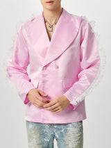 Mens Lace Patchwork Long-Sleeve Blazer SKUK82412