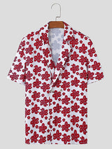 Mens Casual Floral Print Cuban Collar Shirt SKUK68460