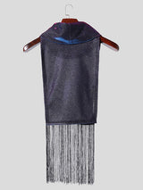 Mens Glitter Fringe Patchwork High Neck Vest SKUK48098