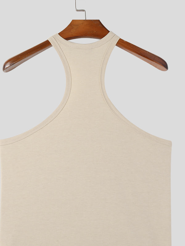 Mens Solid Halter Sleeveless Casual Veat SKUK61934