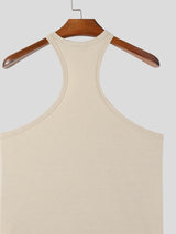 Mens Solid Halter Sleeveless Casual Veat SKUK61934