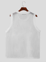 Mens Floral Mesh See Through Sleeveless Vest SKUK63834