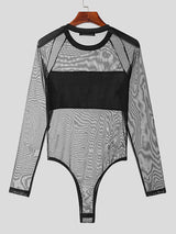 Mens Mesh Patchwork See Through Bodysuit SKUK22708