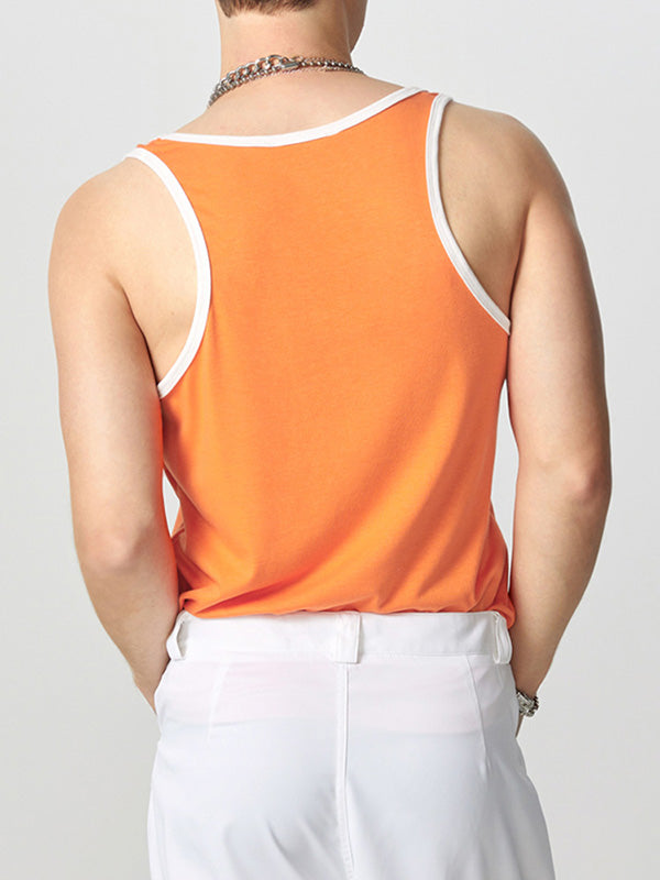 Mens Solid Color U-Neck Sleeveless Vest SKUK53566