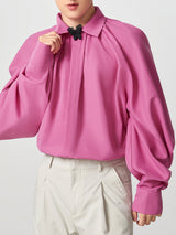 Mens Butterfly Bow Tie Off-Shoulder Long-Sleeve Shirt SKUK88057