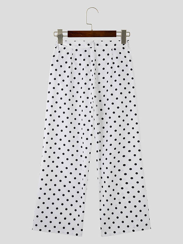 Mens Solid Color Casual Polka Dot Print Pant SKUK72491