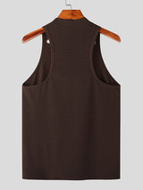 Mens Metal Hole Half-Collar Texture Tank Vest SKUK09326