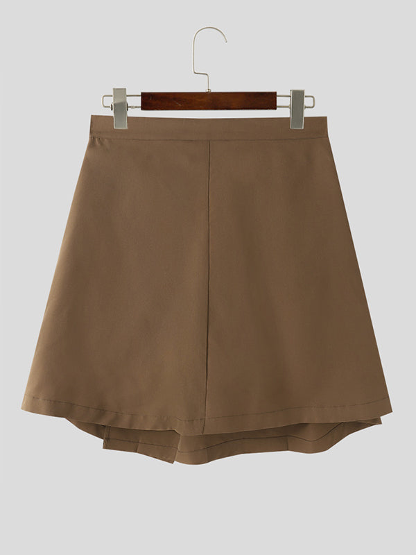 Mens Solid Pleated Layered Design Shorts  SKUK55092