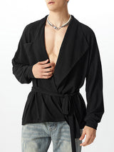 Mens Lace-Up Design Long Sleeve Cardigan SKUK79702