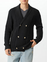 Mens Double-Breasted Knit Long Sleeve Cardigan SKUK78697