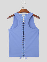 Mens Solid Knit Back Straps Sleeveless Vest SKUK48477