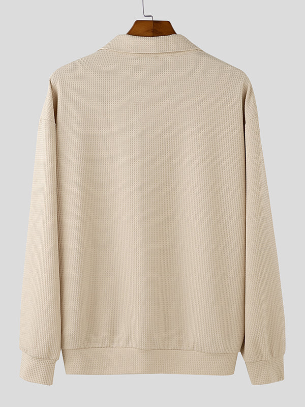 Mens Waffle Textured Long Sleeve Sweatshirt SKUK79600