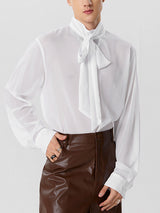 Mens Chiffon See Through Tie Neck Shirt SKUK26598