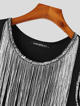 Mens Sequined Fringe Design Sleeveless Vest SKUK16957