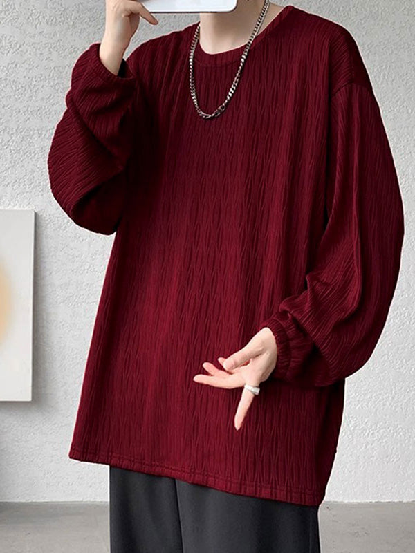 Mens Textured Loose Fit Long Sleeve T-shirt SKUK68180