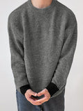 Mens Contrast Sleeve Patchwork Knit Pullover Sweater SKUK33576