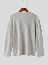 Mens Solid Half Open Collar Long Sleeve T-Shirt SKUK52243