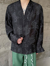 Mens Vintage Floral Print Long Sleeve Cardigan SKUK63083