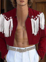 Mens Star Decoration Tassel Long-Sleeve Shirt SKUK92789