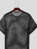 Mens Mesh Hollow Out Round Neck T-shirt SKUK63607
