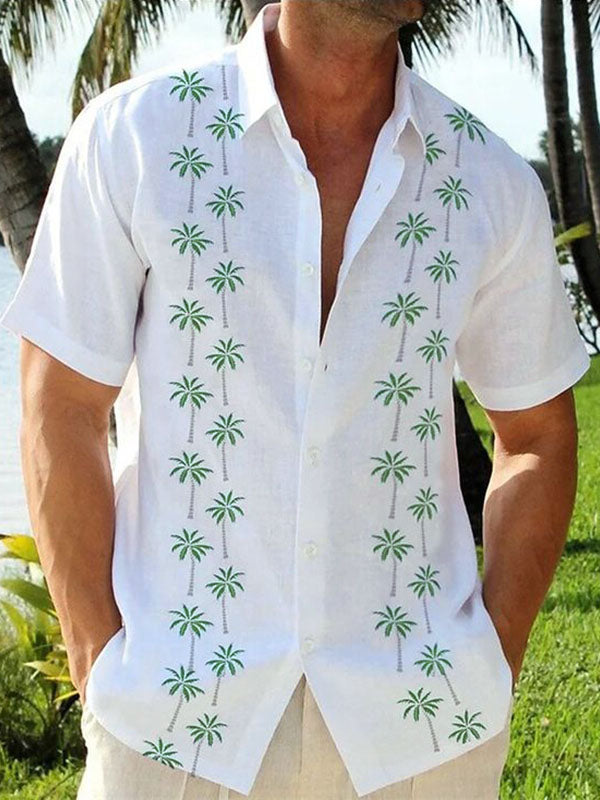 Mens Palm Tree Print Short Sleeve Shirt SKUK72223