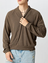 Mens Diagonal Placket Long-Sleeve Pullover Sweater SKUK80278