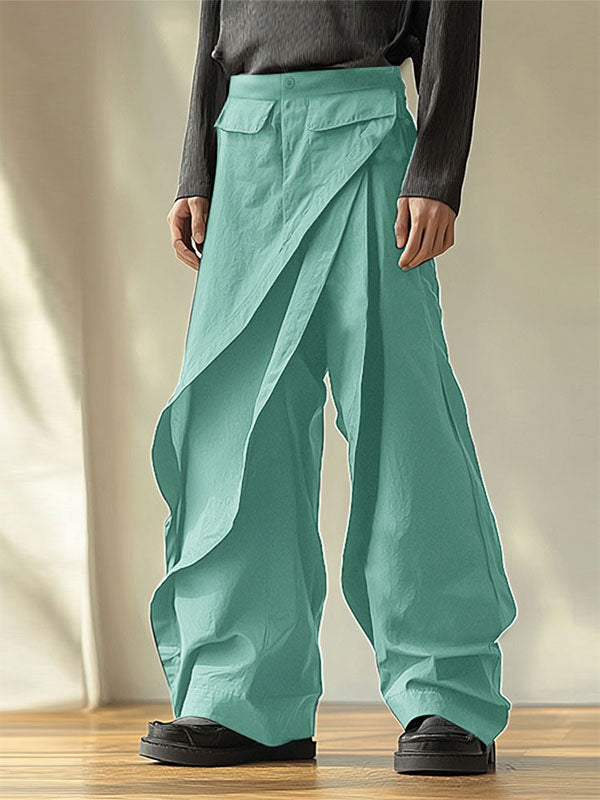 Mens Asymmetric Layered Design Straight-Leg Pant SKUK91161