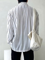 Mens Striped Lapel Double Breasted Casual Shirt SKUK37356