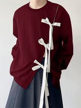 Mens Bow Tie Ribbon Pullover Sweatshirt SKUK73582