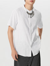 Mens Solid Stand Collar Cotton Casual Shirt SKUB27945