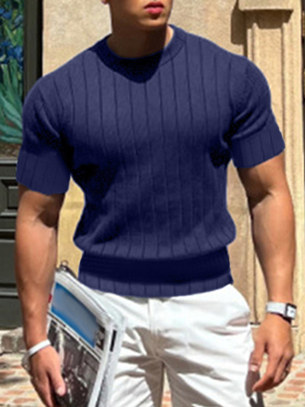 Mens Solid Short Sleeve Knit T-shirt SKUJ91166