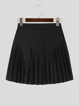 Mens Solid Pleated Zip Back Skirt SKUK15236