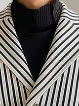 Mens Striped Textured Long-Sleeve Blazer SKUK75405