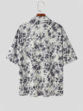 Mens Leopard Print Lapel Collar Short Sleeve Shirt SKUK58418