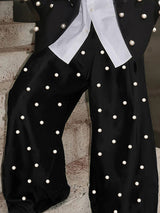 Mens Solid Color Pearl Embellished Pant SKUK91848