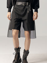 Mens Fashion Solid Color Mesh Patchwork Shorts SKUK56682