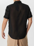 Mens Solid Color Sheer Short Sleeve Shirt SKUK56392