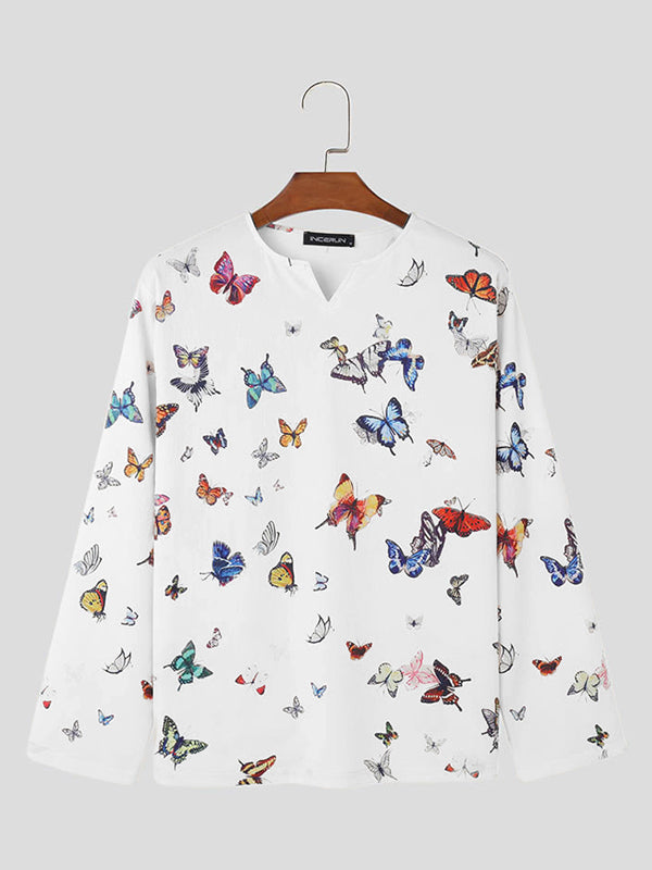 Mens Butterfly Print Long Sleeve T-Shirt SKUK68902