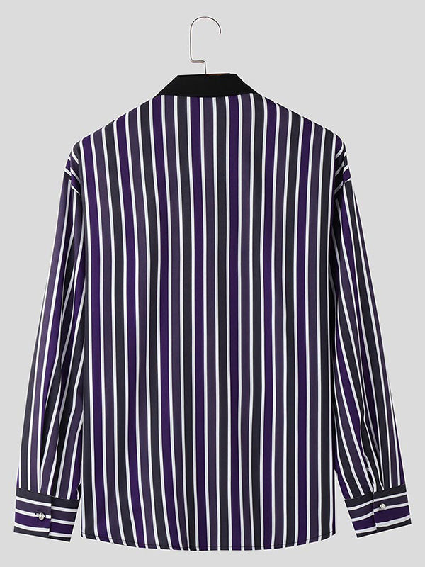 Mens Casual Striped Long Sleeve Shirt SKUK80264