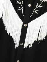 Mens Fringe Patchwork Embroidered Long-Sleeve Shirt SKUK85346