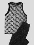 Mens Heart Print Sleeveless Two-Piece Suits SKUK57418