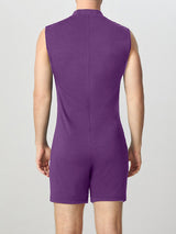 Mens Semi-Sheer Zipper Sleeveless Bodysuit SKUK84750