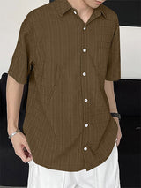 Mens Textured Deconstructed Short Sleeve Shirt SKUK64545