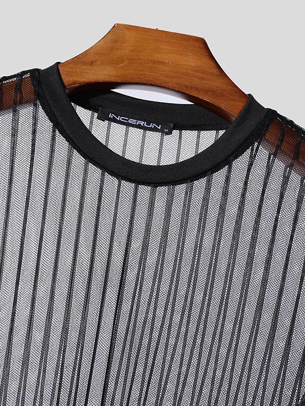 Mens Striped Sheer Long-Sleeve T-Shirt SKUK91508