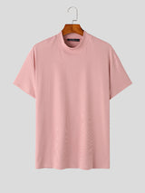 Mens Solid Rib-Knit Half-Collar T-Shirt SKUK14300