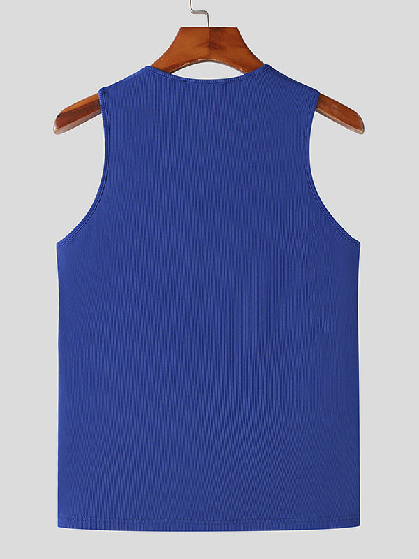 Mens Solid Crew Neck Knit Sleeveless Vest SKUK50854