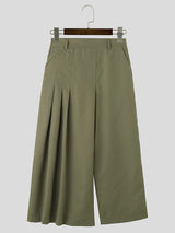 Mens Pleated Solid Color Casual Long Pant SKUK62924